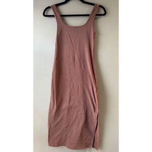 Abercrombie & Fitch Midi Dress Bodycon XS Mauve Excellent Ribbed Scoop Neck Slit